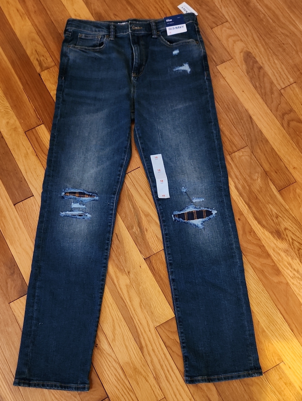 Old Navy Boys Distressed Dark Blue Jeans NWT Size 18 S